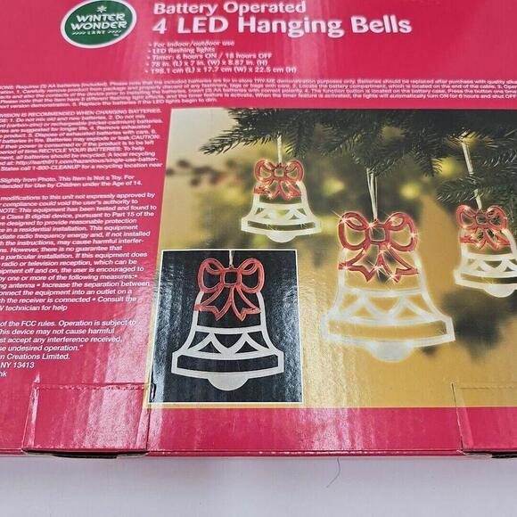 Winter Wonder Lane Battery operated‎ 8 LED Christmas Hanging Bells Total In/Out - Picture 8 of 14